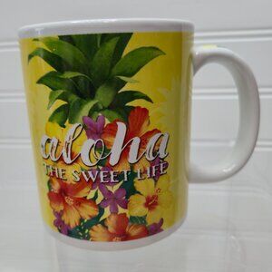 Aloha The Sweet Life ABC Stores Hibiscus Yellow Ceramic Coffee Mug 12oz Hawaiian